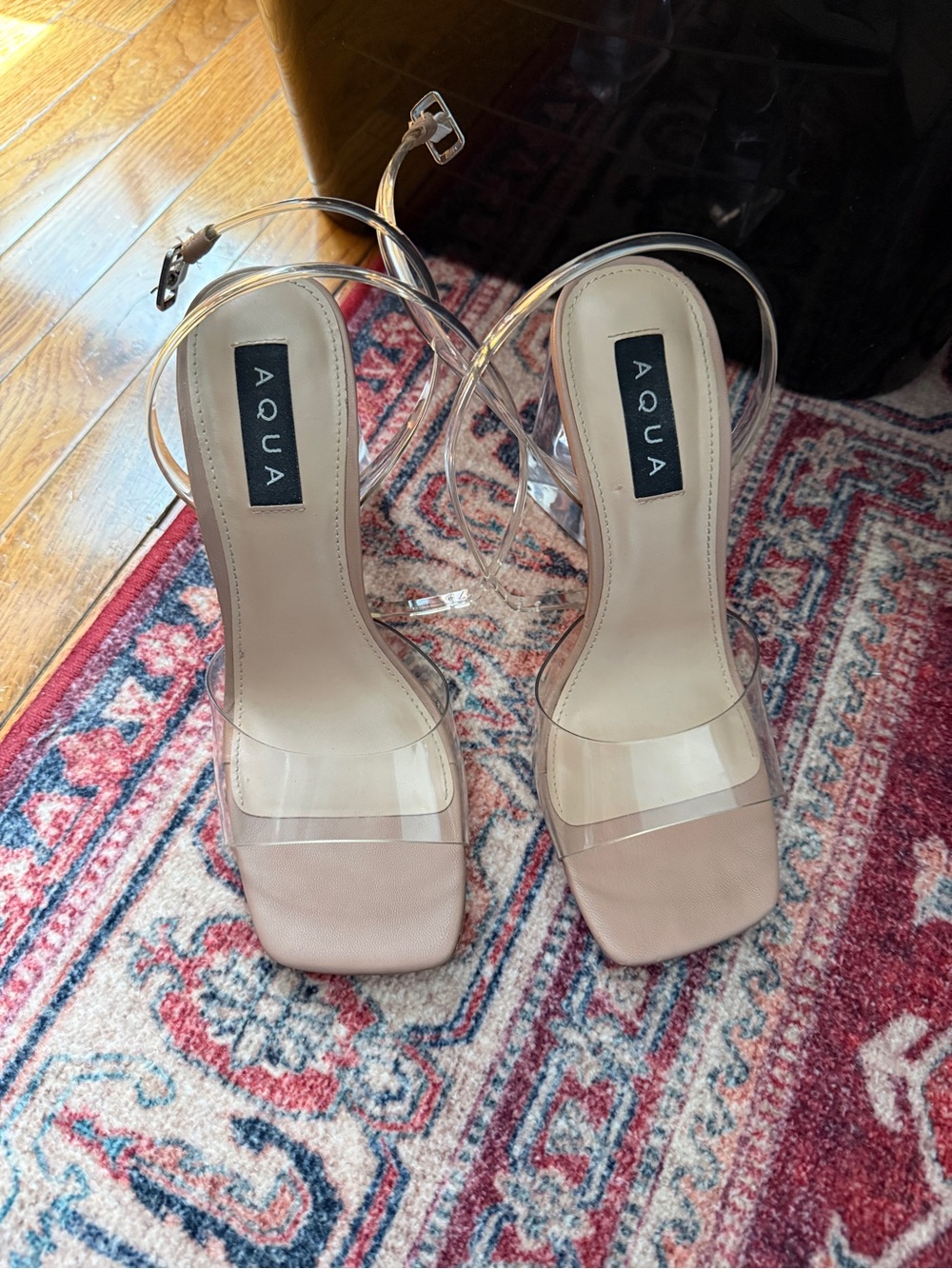 Clear Strap Block Heels